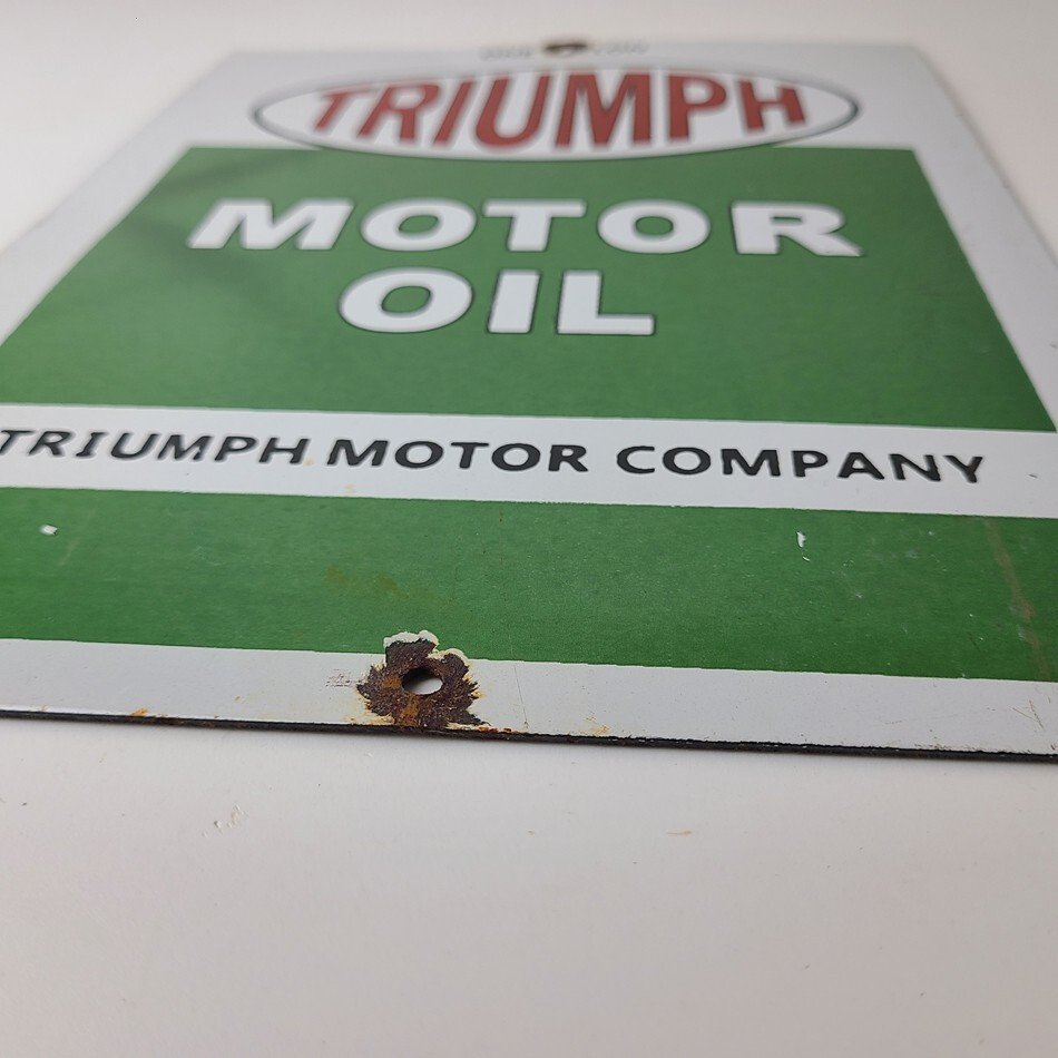 Vintage Triumph Motor Oil Sign - Gas Service Pump Porcelain Gasoline Sign - Image 11
