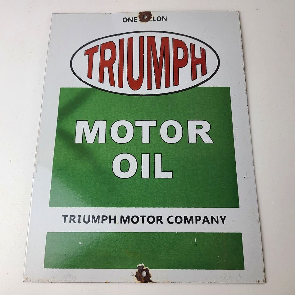 Vintage Triumph Motor Oil Sign - Gas Service Pump Porcelain Gasoline Sign - Image 13