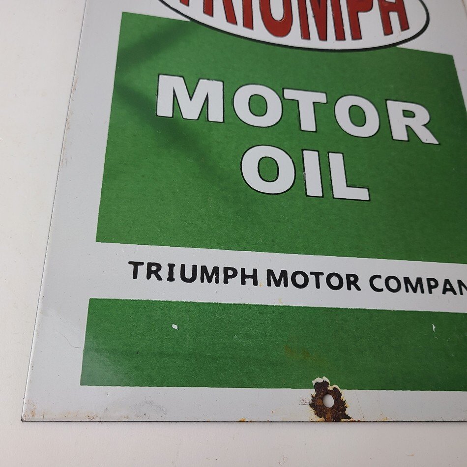 Vintage Triumph Motor Oil Sign - Gas Service Pump Porcelain Gasoline Sign - Image 7