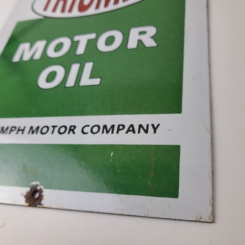 Vintage Triumph Motor Oil Sign - Gas Service Pump Porcelain Gasoline Sign - Image 10