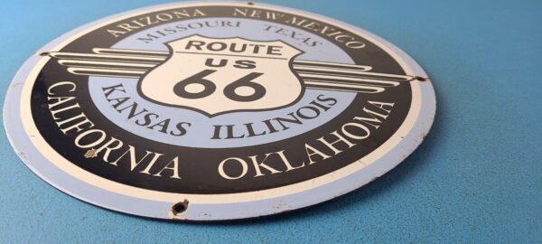 Vintage US Route Sign Highway State Road Gas Oil Pump Porcelain Sign