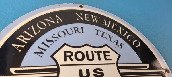 Vintage US Route Sign Highway State Road Gas Oil Pump Porcelain Sign