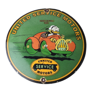 Vintage United Motors Porcelain Sign - Chevy Service Gas Oil Pump Sign