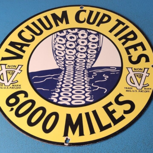 Vintage Vacuum Tires Sign - Porcelain Garage Mechanic Shop Gas Oil Pump Sign