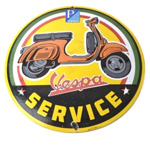 Vintage Vespa Sign - Bike Gas Service Station Porcelain Advertising Sign