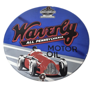 Vintage Waverly Motor Oil Porcelain Sign - Gasoline Racing Pump Plate Sign