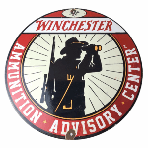 Vintage Winchester Porcelain Sign - Firearms Ammo Gas Station Advertisement Sign