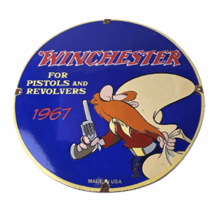 Vintage Winchester Porcelain Sign - Gas Station Pistols Advertisement Sign