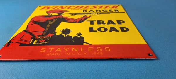 Vintage Winchester Sign Trap Load Shot Gun Hunting Gas Pump Porcelain Sign 305754975706 10