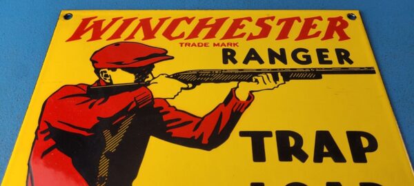 Vintage Winchester Sign Trap Load Shot Gun Hunting Gas Pump Porcelain Sign 305754975706 12