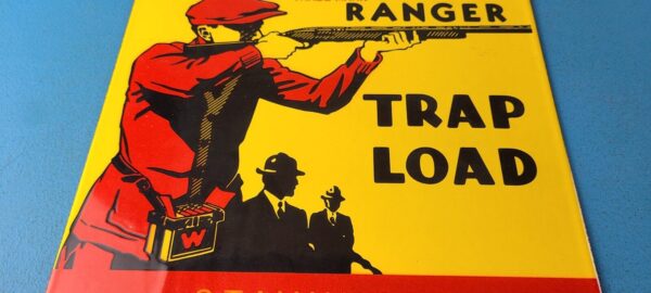 Vintage Winchester Sign Trap Load Shot Gun Hunting Gas Pump Porcelain Sign 305754975706 3