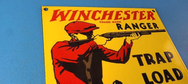 Vintage Winchester Sign Trap Load Shot Gun Hunting Gas Pump Porcelain Sign 305754975706 4