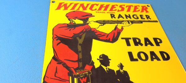 Vintage Winchester Sign Trap Load Shot Gun Hunting Gas Pump Porcelain Sign 305754975706 5