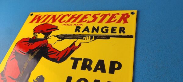 Vintage Winchester Sign Trap Load Shot Gun Hunting Gas Pump Porcelain Sign 305754975706 7