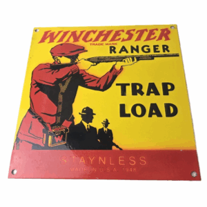 Vintage Winchester Sign - Trap Load Shot Gun Shells Hunting Gas Porcelain Sign