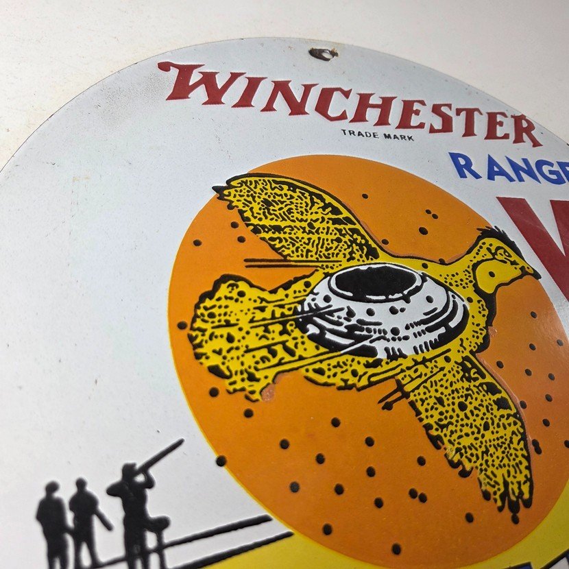 Vintage Winchester Skeet Sign - Ranger Shot Gun Shells Gas Pump Porcelain Sign - Image 5