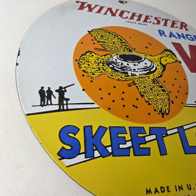 Vintage Winchester Skeet Sign - Ranger Shot Gun Shells Gas Pump Porcelain Sign - Image 6