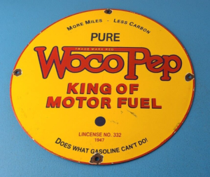 Vintage Woco Pep Sign Texas Gas Service Station Pump Plate Porcelain Sign 305863590236