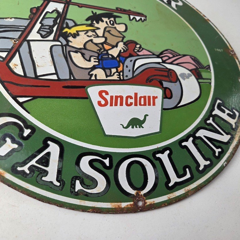 Sinclair Gasoline Vintage Porcelain Signs - Flintstones Dino Gas Station Signs - Image 11