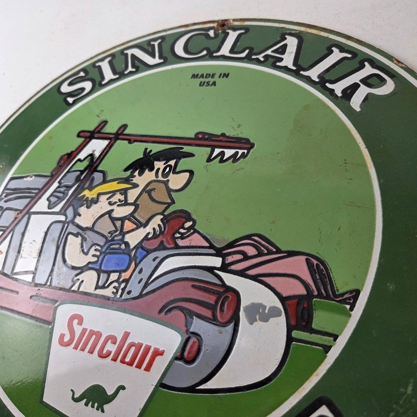 Sinclair Gasoline Vintage Porcelain Signs - Flintstones Dino Gas Station Signs - Image 12
