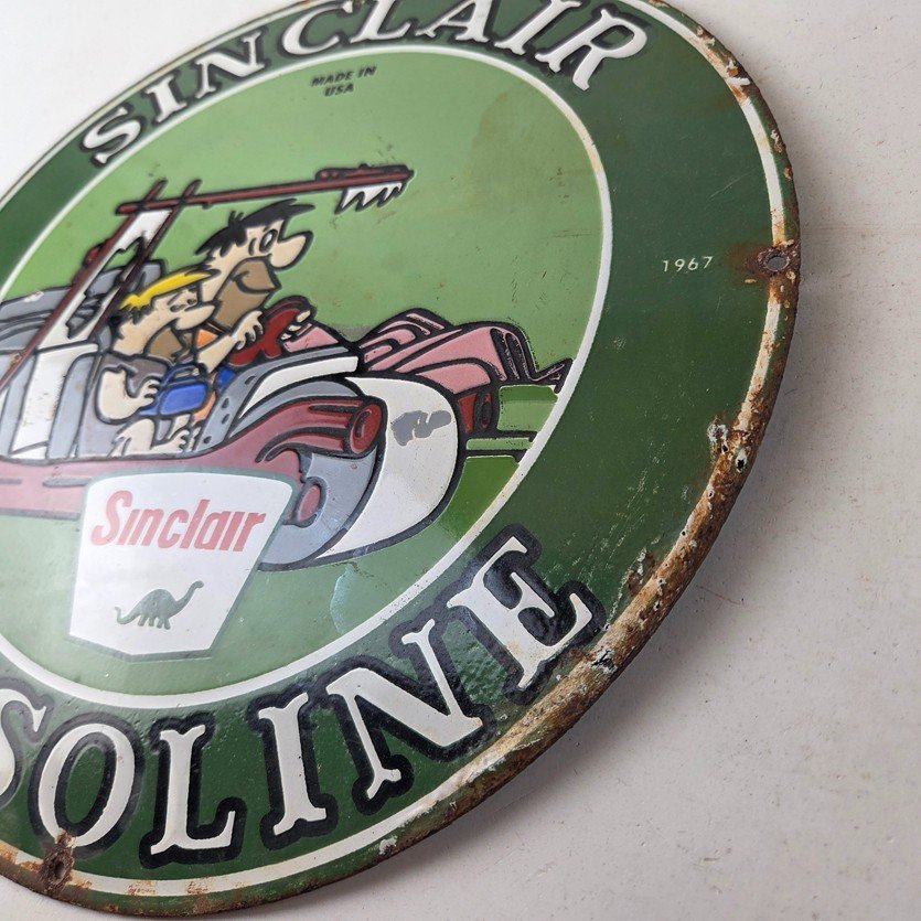 Sinclair Gasoline Vintage Porcelain Signs - Flintstones Dino Gas Station Signs - Image 13