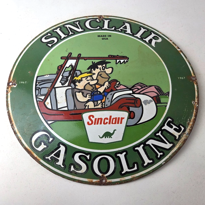 Sinclair Gasoline Vintage Porcelain Signs - Flintstones Dino Gas Station Signs - Image 15
