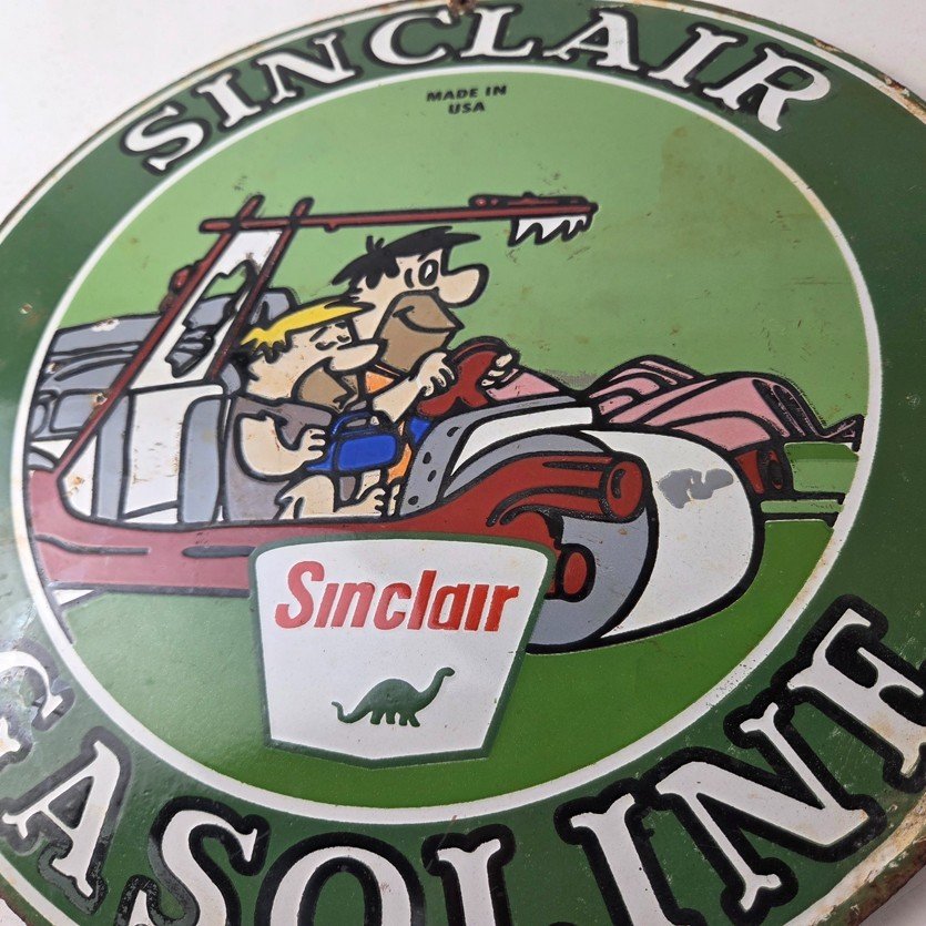 Sinclair Gasoline Vintage Porcelain Signs - Flintstones Dino Gas Station Signs - Image 4