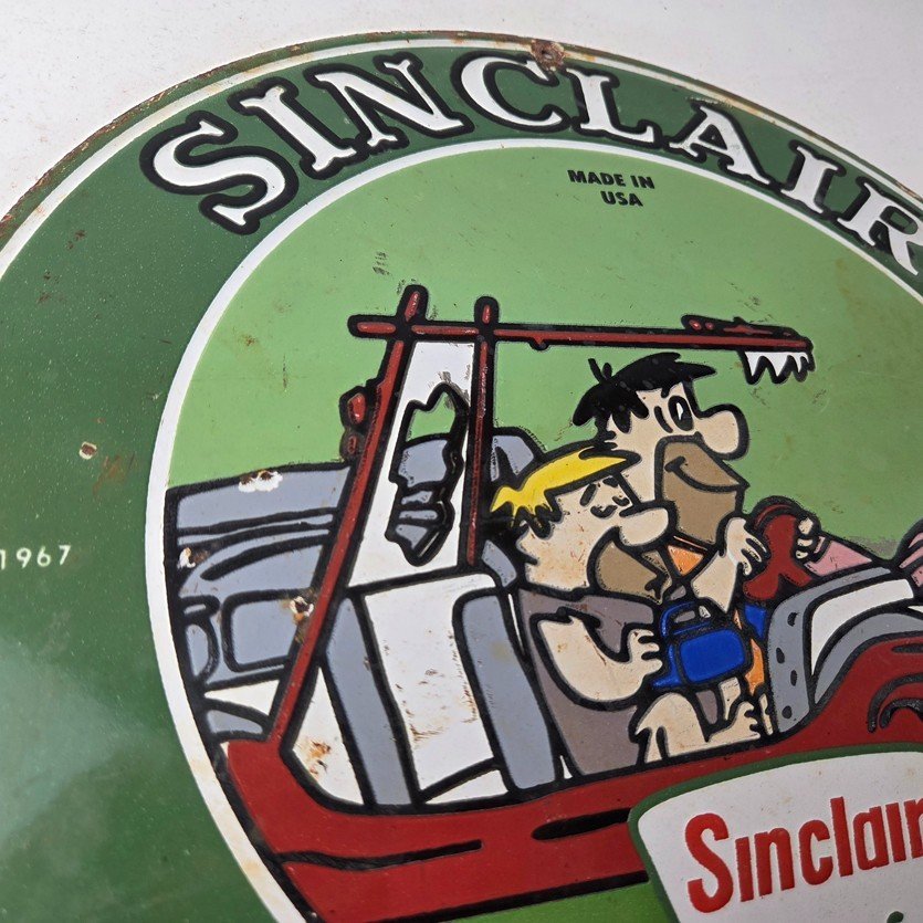 Sinclair Gasoline Vintage Porcelain Signs - Flintstones Dino Gas Station Signs - Image 5