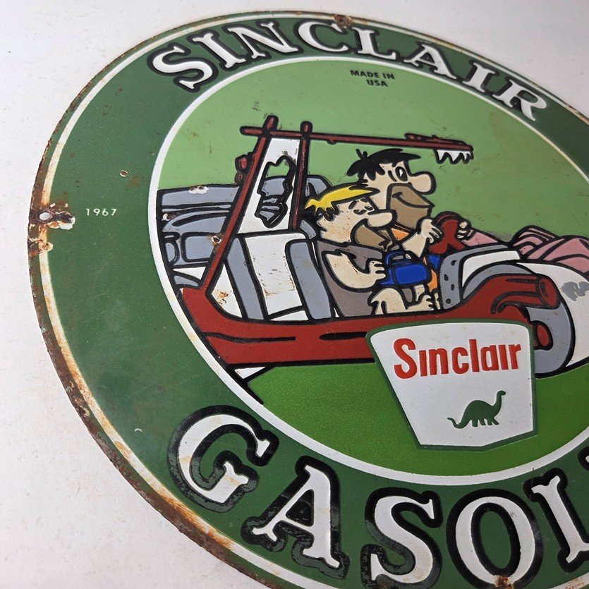 Sinclair Gasoline Vintage Porcelain Signs - Flintstones Dino Gas Station Signs - Image 6