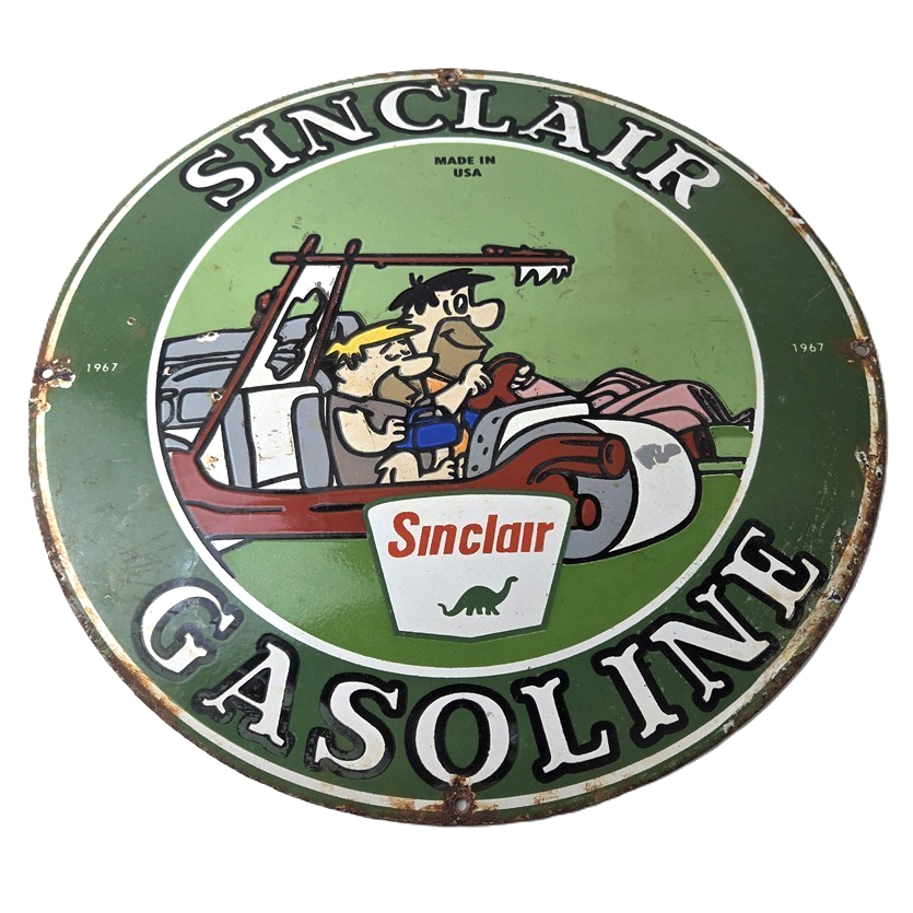 Sinclair Gasoline Vintage Porcelain Signs - Flintstones Dino Gas Station Signs