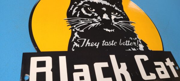 VINTAGE BLACK CAT CIGARETTES PORCELAIN TOBACCO GAS GENERAL STORE SIGN 12 305152068497 5