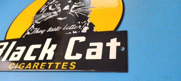 VINTAGE BLACK CAT CIGARETTES PORCELAIN TOBACCO GAS GENERAL STORE SIGN 12 305152068497 9
