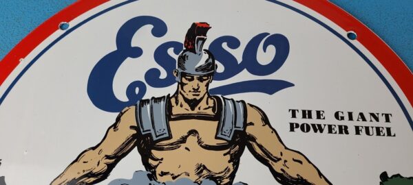 VINTAGE ESSO GASOLINE PORCELAIN ENAMEL GAS OIL SERVICE STATION PUMP PLATE SIGN 305792744117 2