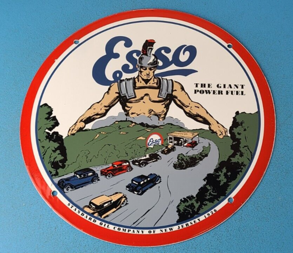 VINTAGE ESSO GASOLINE PORCELAIN ENAMEL GAS OIL SERVICE STATION PUMP PLATE SIGN 305792744117