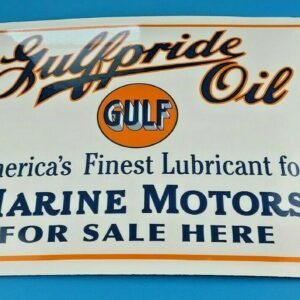 VINTAGE GULFPRIDE GASOLINE PORCELAIN GAS OIL 16" SERVICE STATION PUMP PLATE SIGN