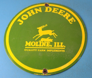 VINTAGE JOHN DEERE PORCELAIN GAS FARM IMPLEMENTS SERVICE SALE TRACTOR 12 SIGN 305905405677