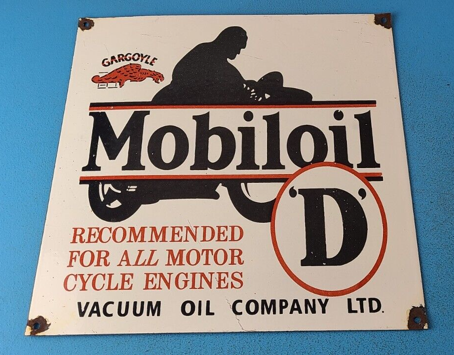 VINTAGE MOBIL OIL D PORCELAIN VACUUM CO GARGOYLE GAS SERVICE STATION SIGN 305844968667