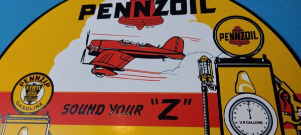 VINTAGE PENNZOIL GASOLINE PORCELAIN SOUND YOUR Z GAS SERVICE STATION PUMP SIGN 305789113287 2