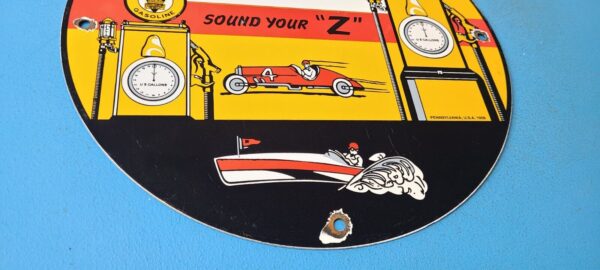 VINTAGE PENNZOIL GASOLINE PORCELAIN SOUND YOUR Z GAS SERVICE STATION PUMP SIGN 305789113287 6