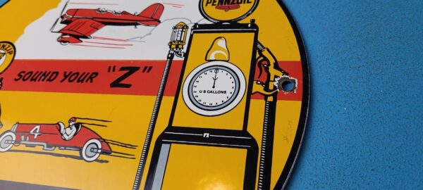 VINTAGE PENNZOIL GASOLINE PORCELAIN SOUND YOUR Z GAS SERVICE STATION PUMP SIGN 305789113287 8