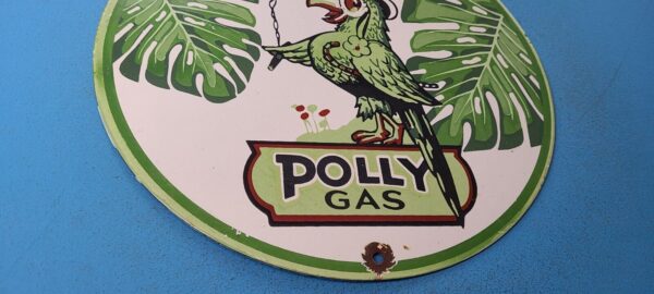 VINTAGE POLLY GASOLINE PORCELAIN PEP UP PARROT GAS SERVICE STATION PUMP SIGN 305167425647 6