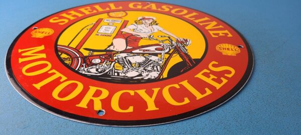 VINTAGE SHELL GASOLINE PORCELAIN HARLEY DAVIDSON MOTORCYCLE SERVICE STATION SIGN 305832074027 10