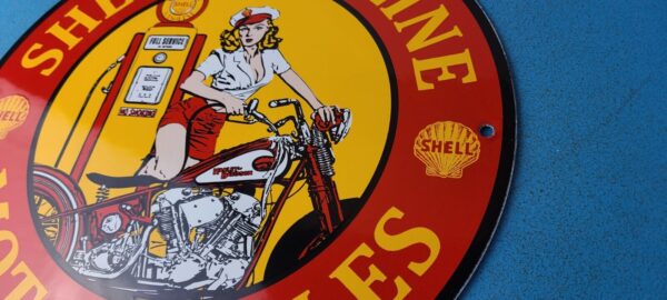 VINTAGE SHELL GASOLINE PORCELAIN HARLEY DAVIDSON MOTORCYCLE SERVICE STATION SIGN 305832074027 8