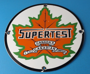 VINTAGE SUPERTEST GASOLINE PORCELAIN GAS MOTOR OIL SERVICE STATION PUMP SIGN 305845072287