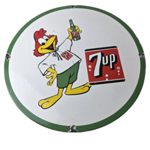 Vintage 7 Up Soda Sign - Advertisement Porcelain Gas Service Station Ad Sign