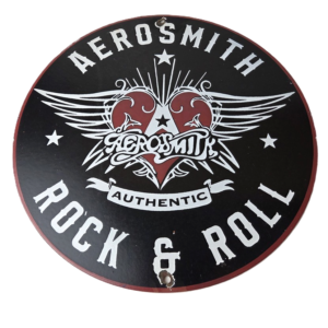 Vintage Aerosmith Rock & Roll Porcelain Sign - Winged Heart Logo Sign