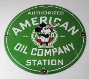 Vintage American Gasoline Porcelain Sign Mickey Mouse Gas Pump Plate Sign 305874291117