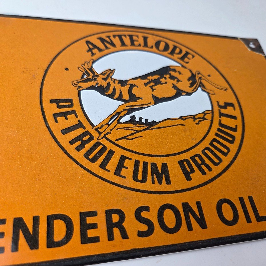 Vintage Antelope Petroleum Sign - Motor Oil Gas Pump Porcelain Advertising Sign - Image 11