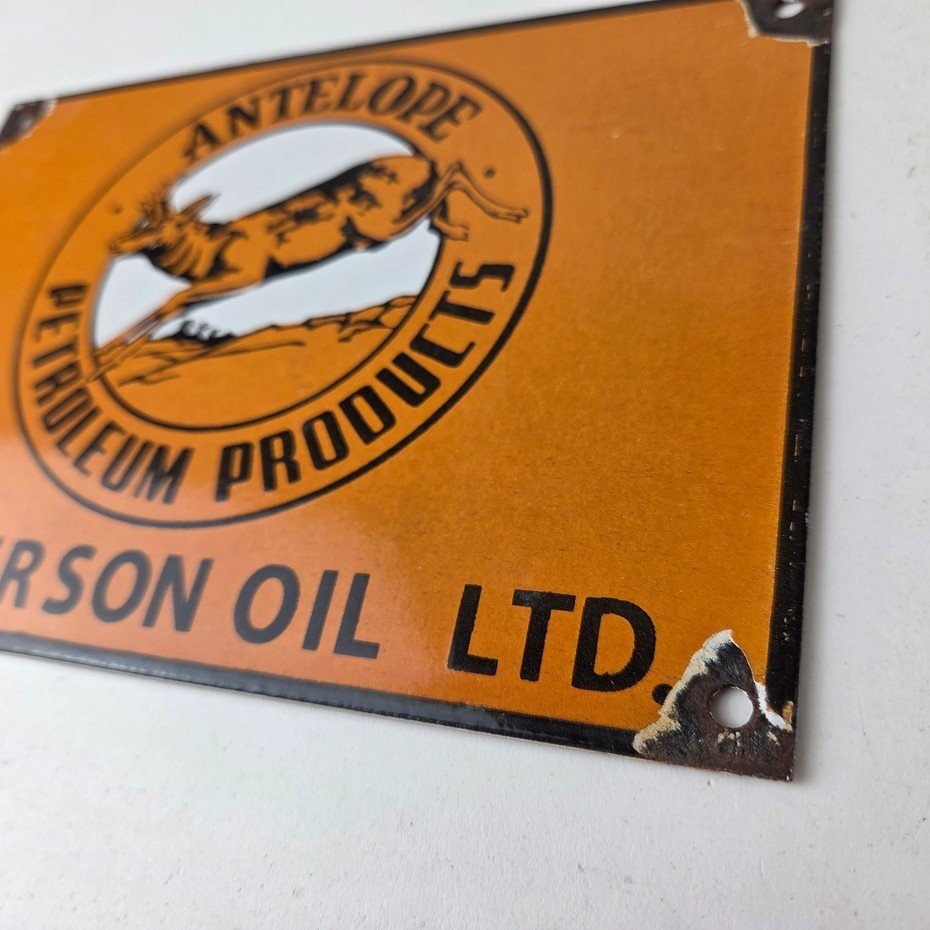 Vintage Antelope Petroleum Sign - Motor Oil Gas Pump Porcelain Advertising Sign - Image 13