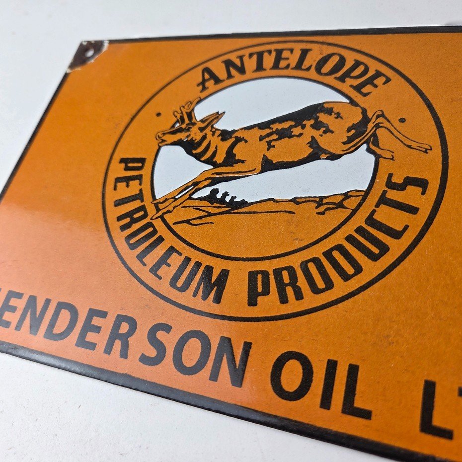 Vintage Antelope Petroleum Sign - Motor Oil Gas Pump Porcelain Advertising Sign - Image 14